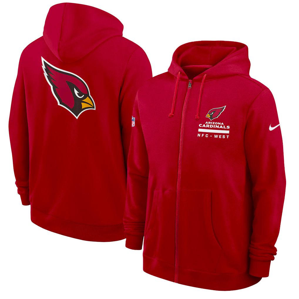 Men 2026 NFL Arizona Cardinals zip-up hoodie red 01->pittsburgh steelers->NFL Jersey